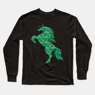 Green Magical Rearing Unicorn Long Sleeve T-Shirt